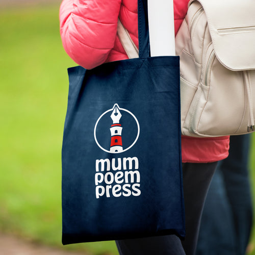 Mum Poem Press logo on a tote bag